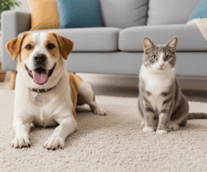 Dog and Cat on Carpet